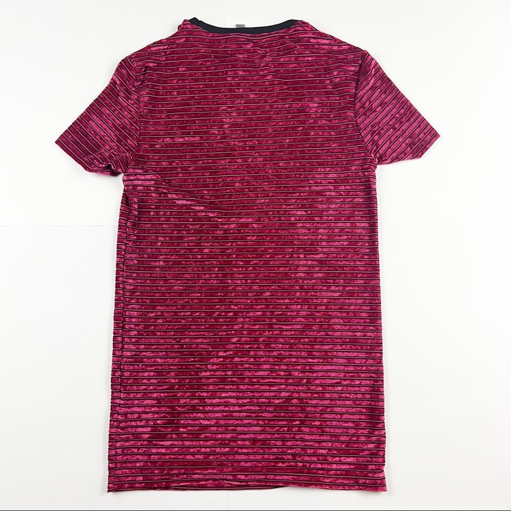 ASOS Velvet Look Long Line Striped Muscle Shirt Size Small - Picture 2 of 4